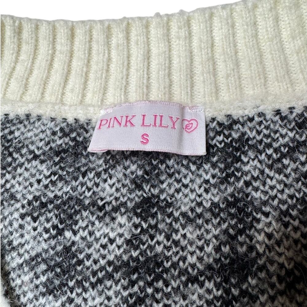 Pink Lily Black White Houndstooth Sweater Vest Preppy Academia Small - Picture 7 of 10
